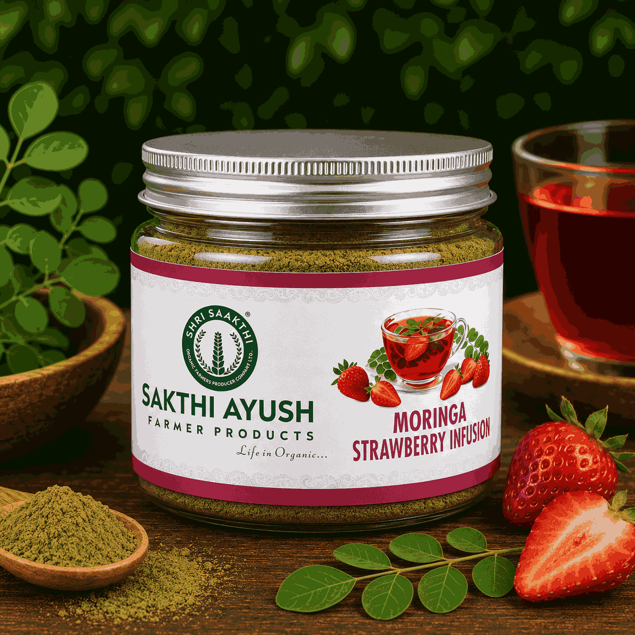 Moringa strawberry infusion(முருங்கை மற்றும் ஸ்ட்ராபெரி கலவை பானம்)